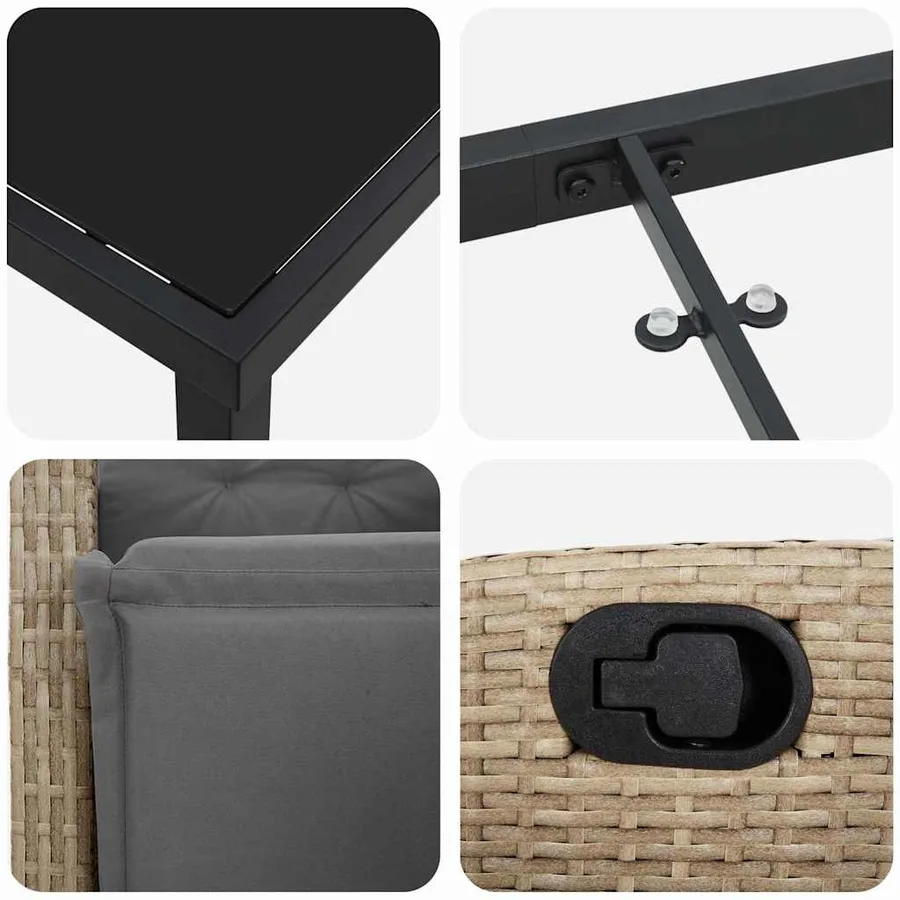 Ensemble de salle à manger pour jardin 9 pcs Beige polyrotin - 9