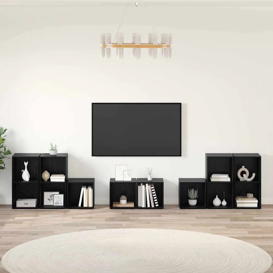 Ensemble de meubles TV 8 pcs Chêne noir Bois d'ingénierie