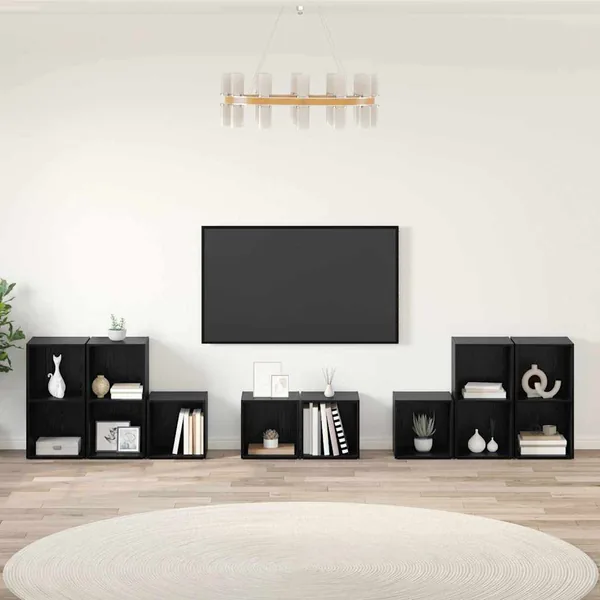 Ensemble de meubles TV 8 pcs Chêne noir Bois d'ingénierie