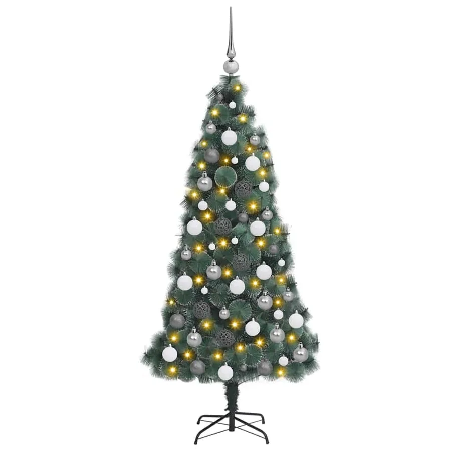 Arbre de Noël artificiel pré-éclairé avec ensemble de boules - 4