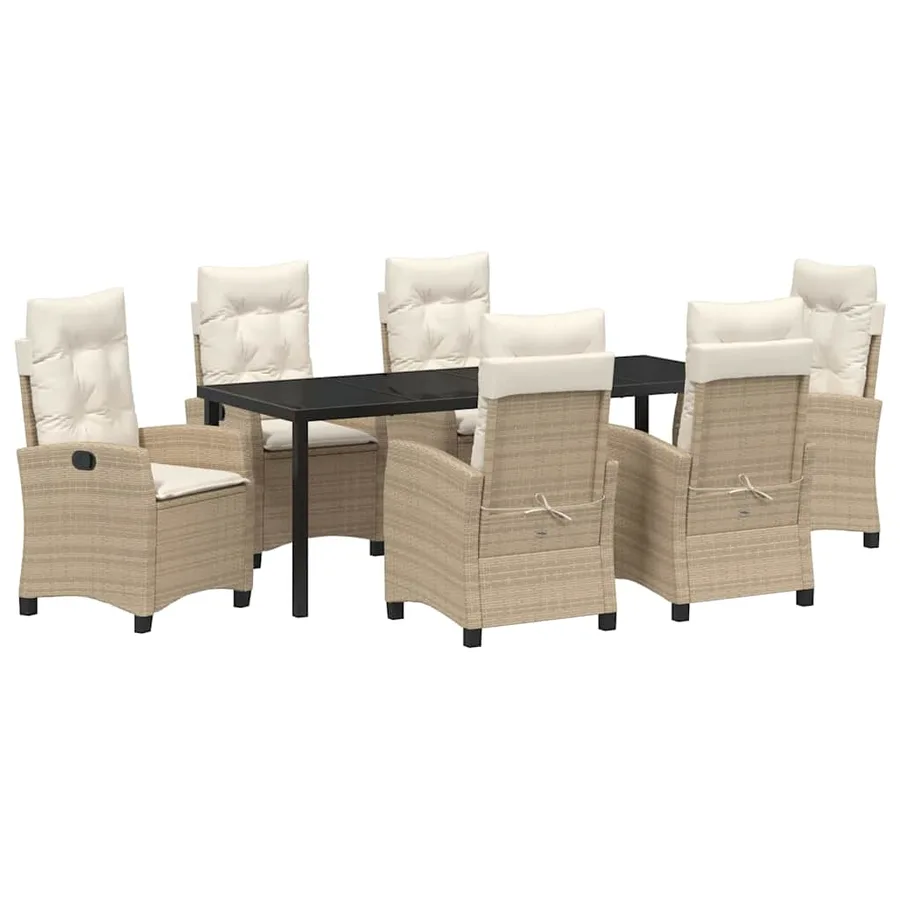Ensemble de salle à manger pour jardin 7 pcs Beige polyrotin - 2