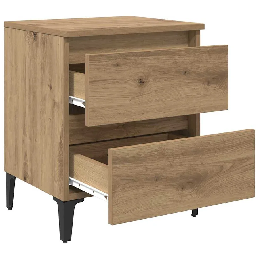 Cabinet de chevet 2 pc Chêne artisanal 40 x 35 x 50 cm - 5