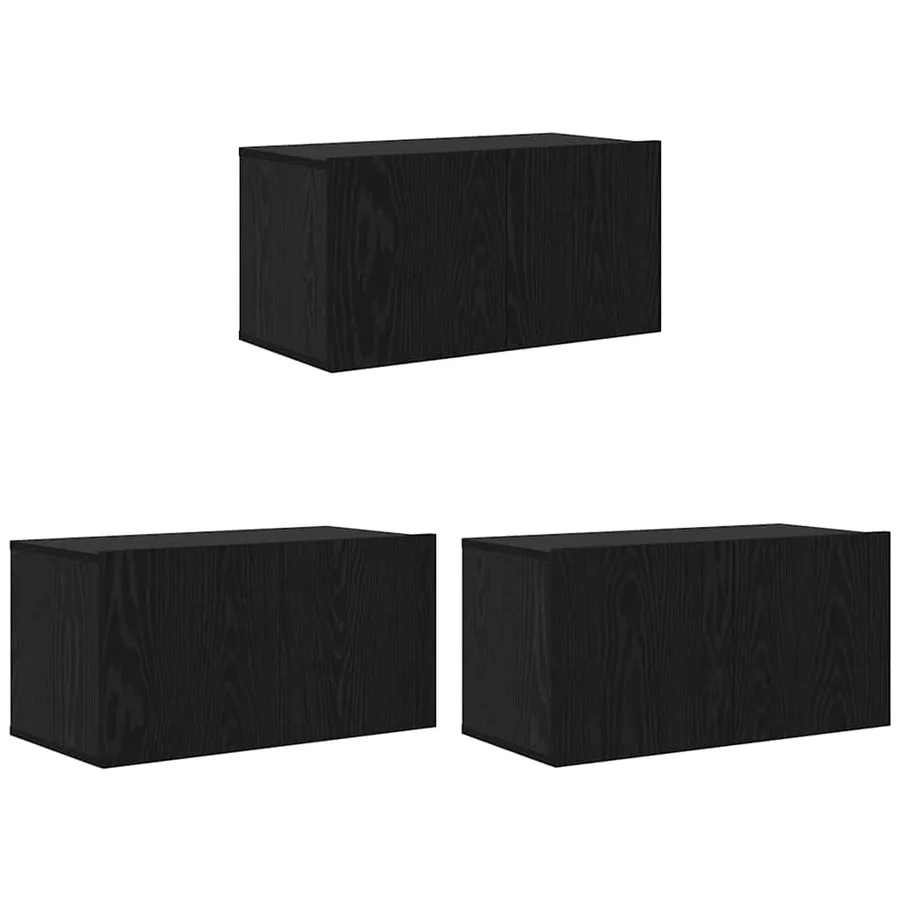 Ensemble meuble TV 3 pcs Noir 60 x 30 x 30 cm Bois d'ingénierie - 2