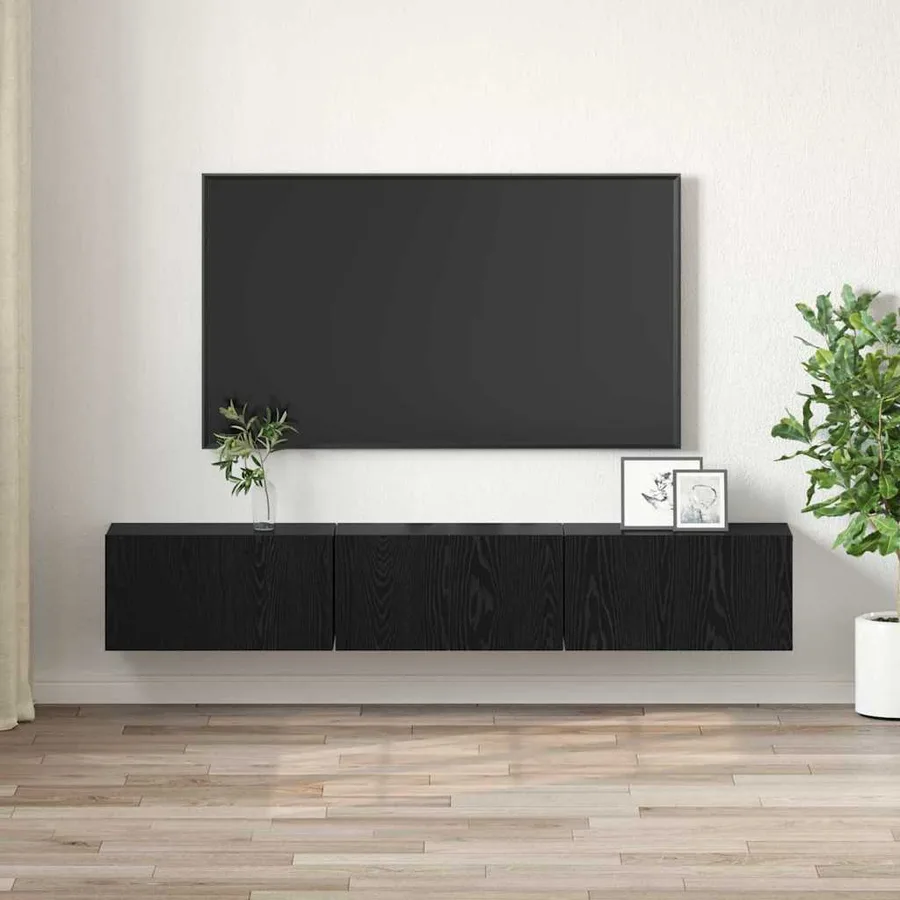 Ensemble meuble TV 3 pcs Noir 60 x 30 x 30 cm Bois d'ingénierie - 4