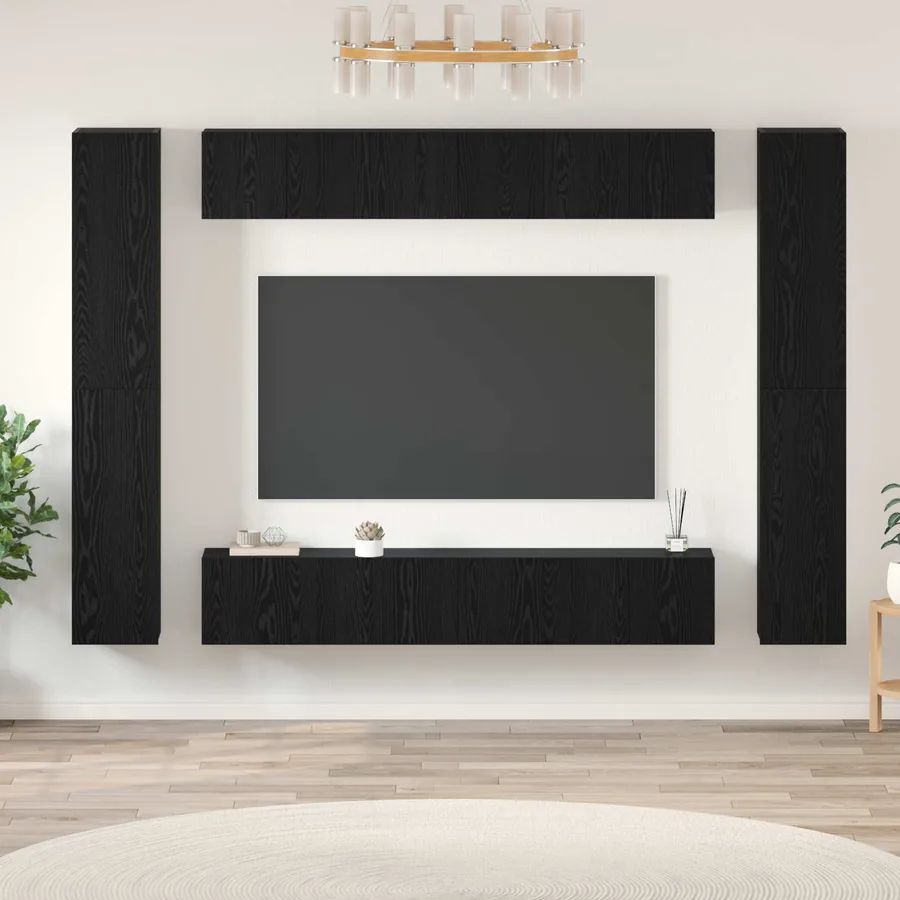 Ensemble meuble TV 10 pcs Chêne noir Bois d'ingénierie
