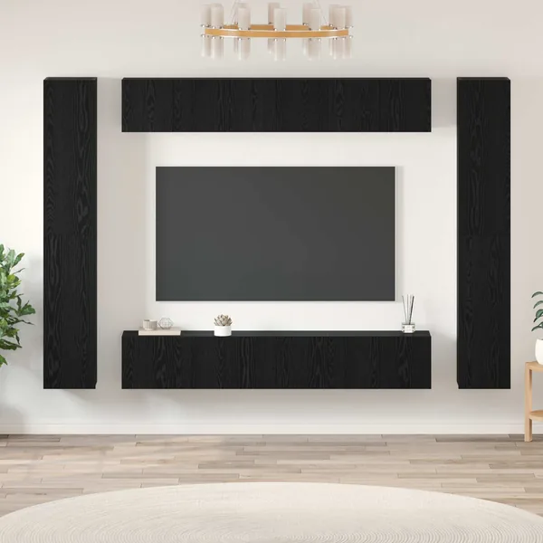 Ensemble meuble TV 10 pcs Chêne noir Bois d'ingénierie