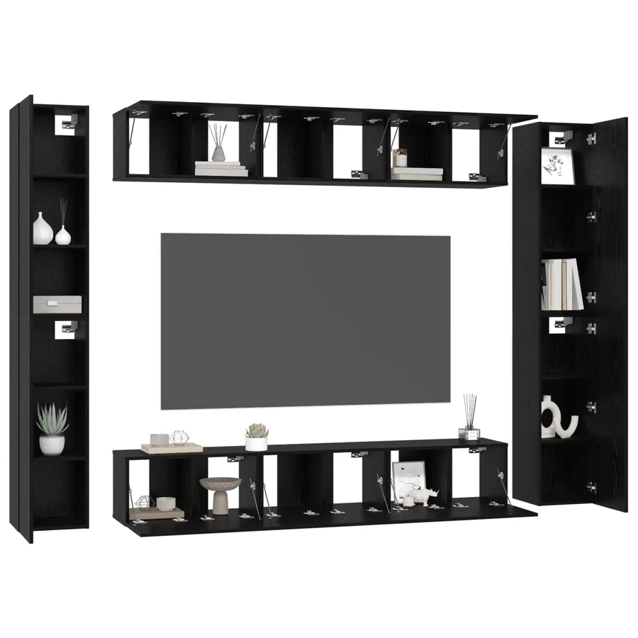 Ensemble meuble TV 10 pcs Chêne noir Bois d'ingénierie - 3