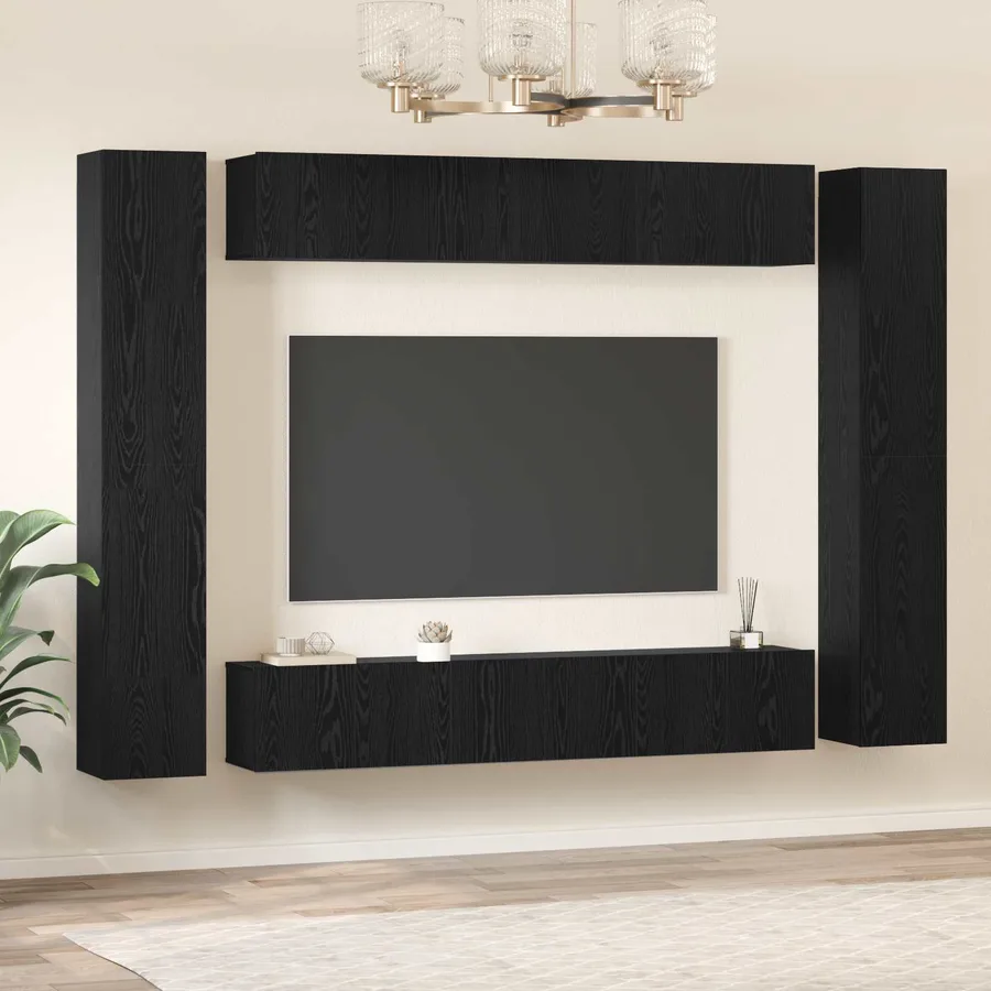 Ensemble meuble TV 10 pcs Chêne noir Bois d'ingénierie - 4
