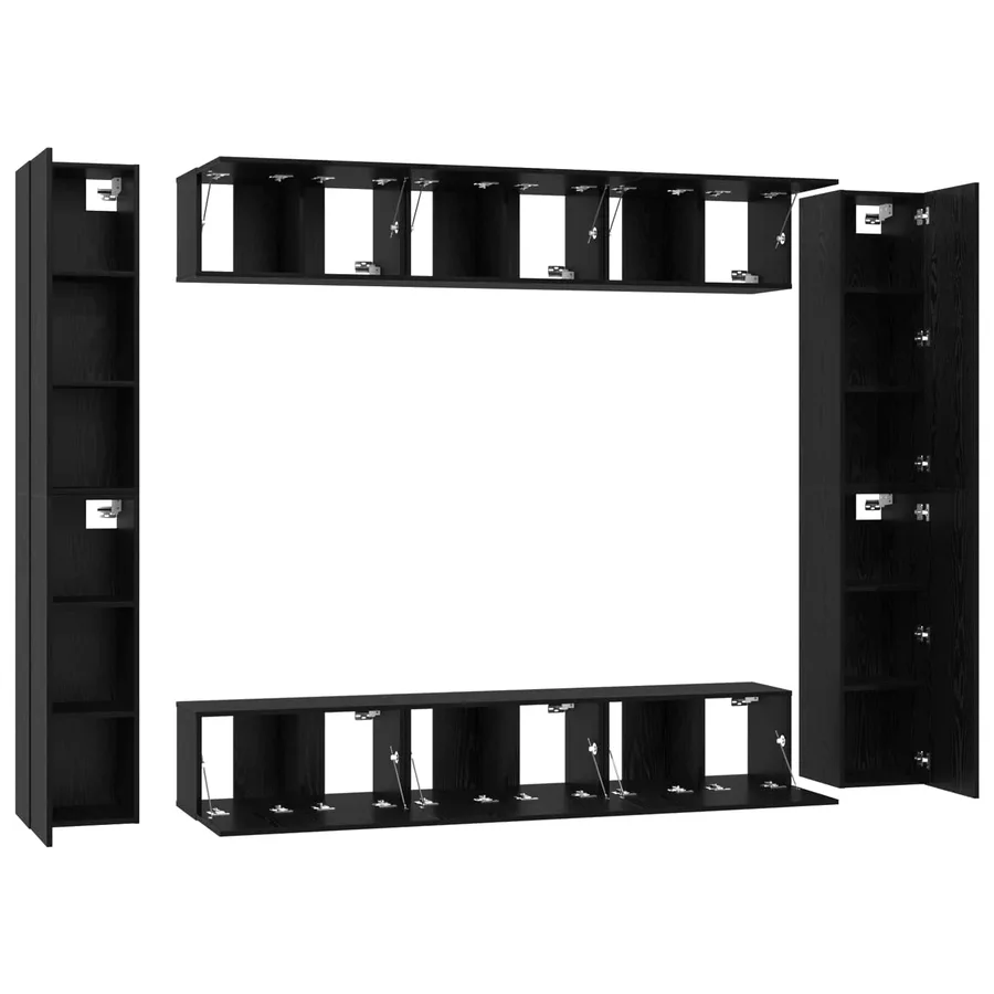 Ensemble meuble TV 10 pcs Chêne noir Bois d'ingénierie - 5