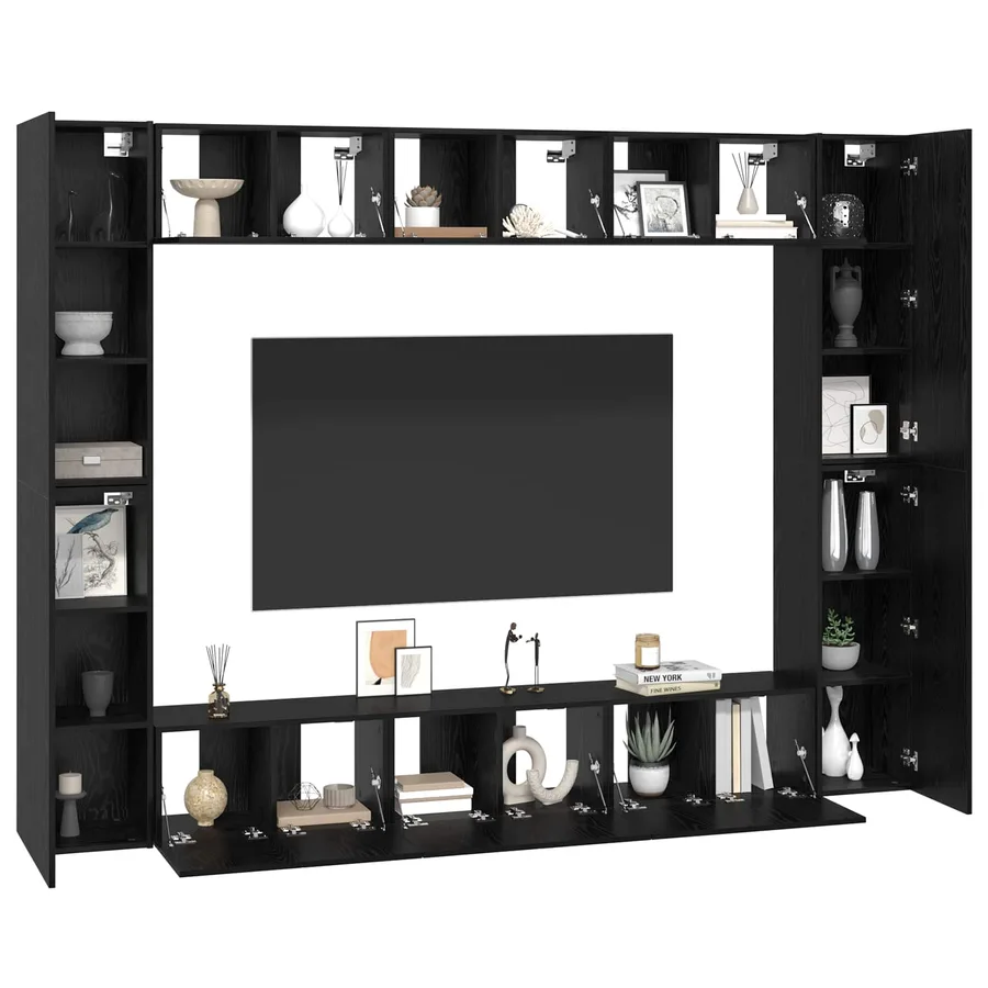 Ensemble meuble TV 10 pcs Chêne noir 30,5 x 30 x 90 cm - 3