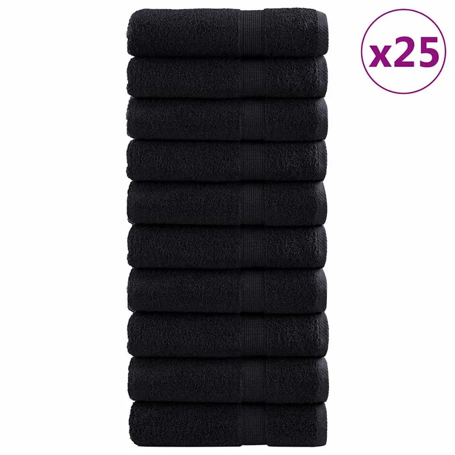 Serviette Invité SOLUND 25 pc Noir 70 x 140 cm 550 gsm - 2