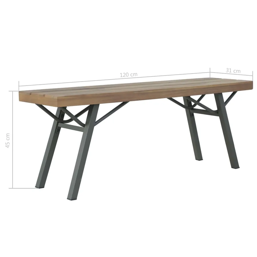 Banc de jardin 120 cm Bois d'acacia solide - 6