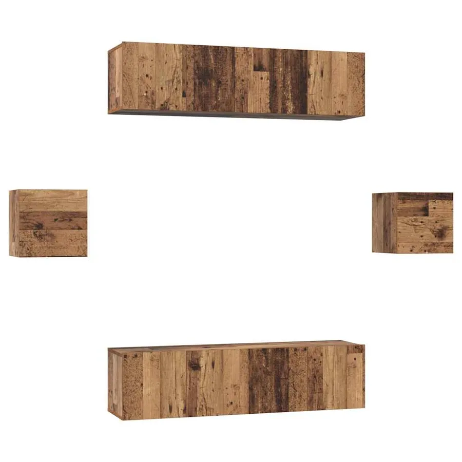 Ensemble meuble TV 6 pcs Bois Ancien Bois d'ingénierie - 2