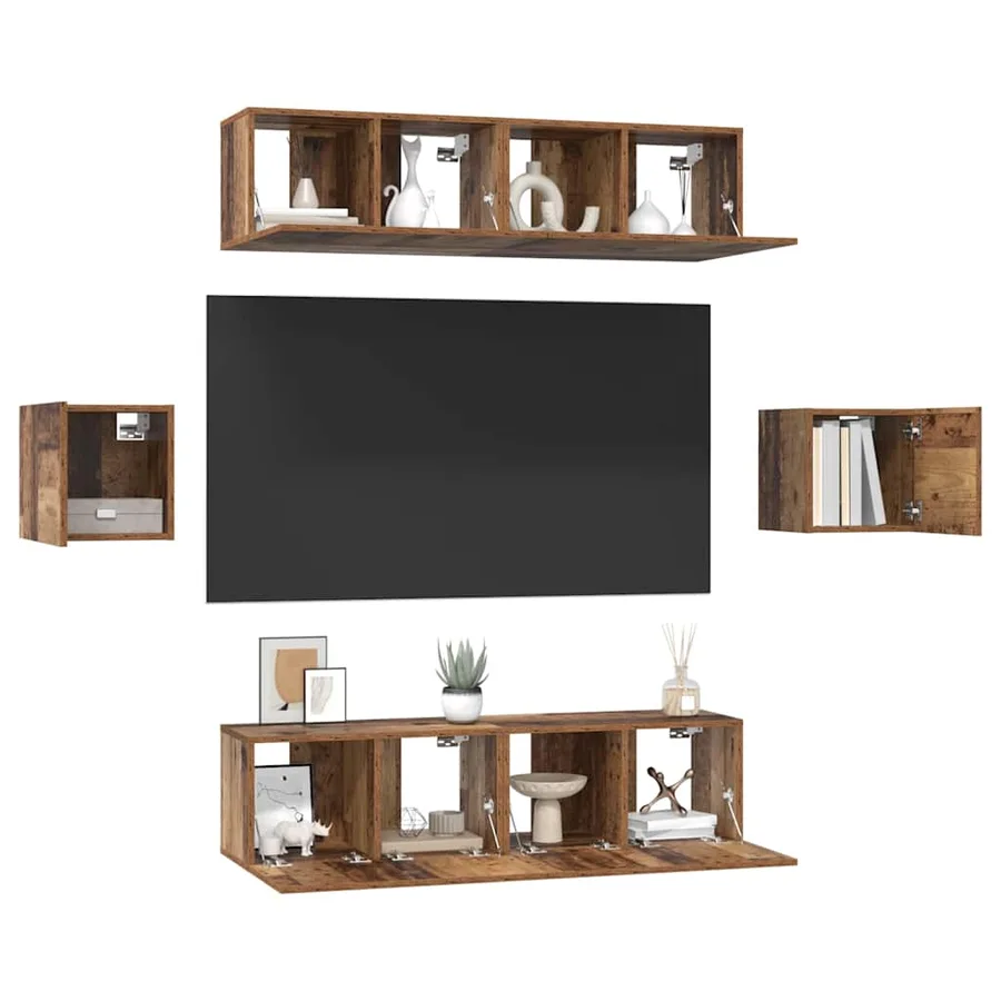 Ensemble meuble TV 6 pcs Bois Ancien Bois d'ingénierie - 3