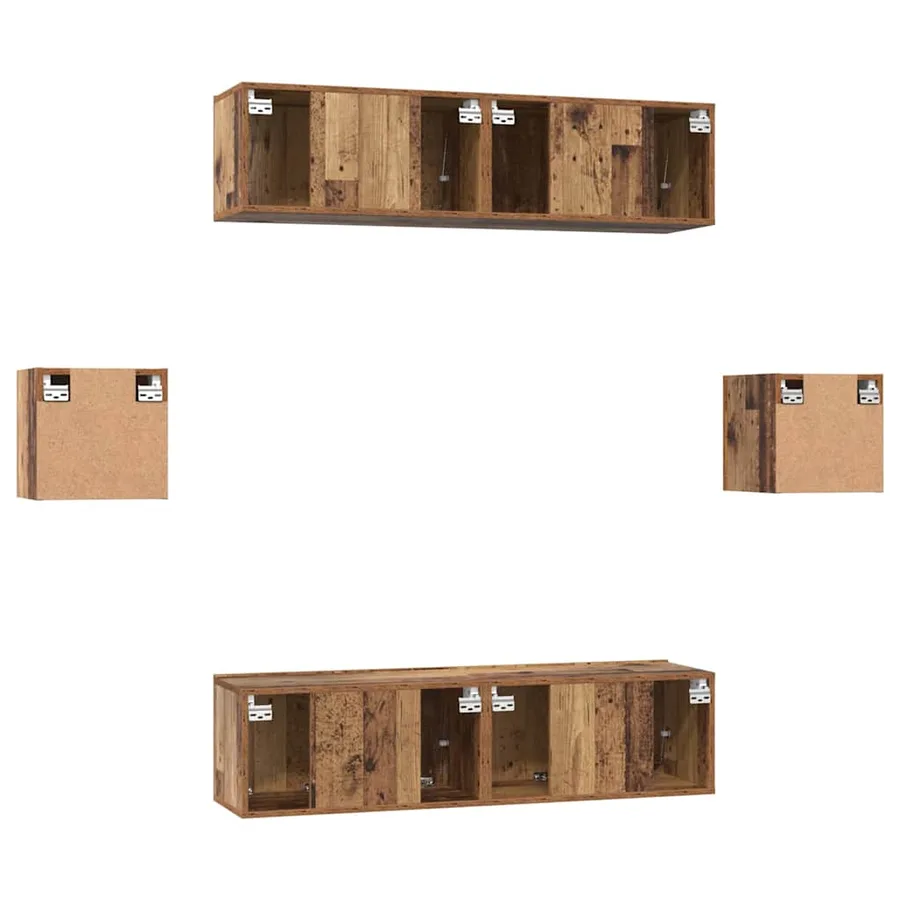 Ensemble meuble TV 6 pcs Bois Ancien Bois d'ingénierie - 9