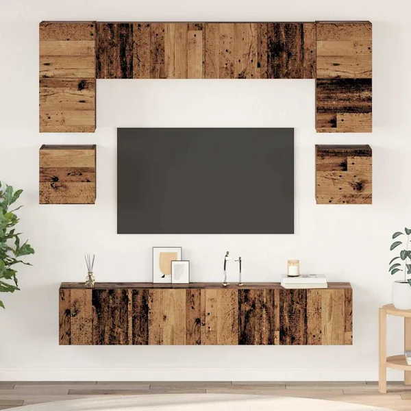 Ensemble meuble TV 8 pcs Bois Ancien Bois d'ingénierie