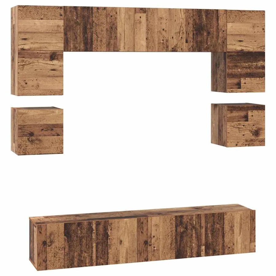 Ensemble meuble TV 8 pcs Bois Ancien Bois d'ingénierie - 2
