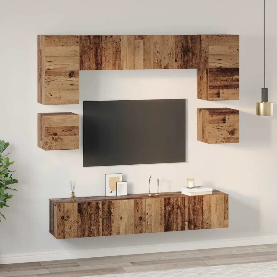 Ensemble meuble TV 8 pcs Bois Ancien Bois d'ingénierie - 4