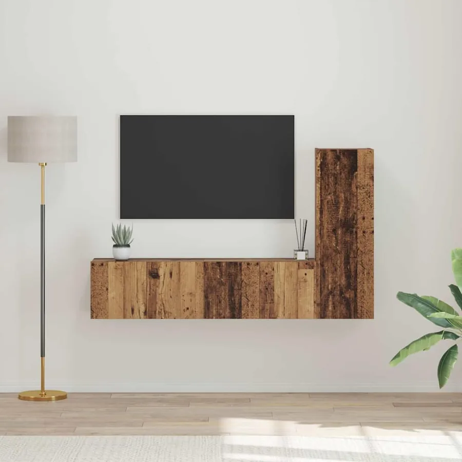 Ensemble meuble TV 3 pcs Bois Ancien Bois d'ingénierie