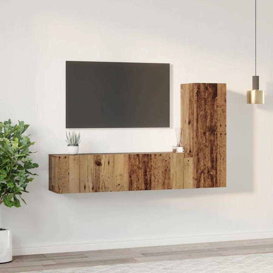 Ensemble meuble TV 3 pcs Bois Ancien Bois d'ingénierie - 4