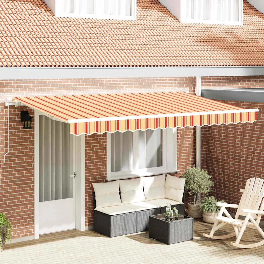 Auvent Rétractable Jaune 400 x 200 cm tissu