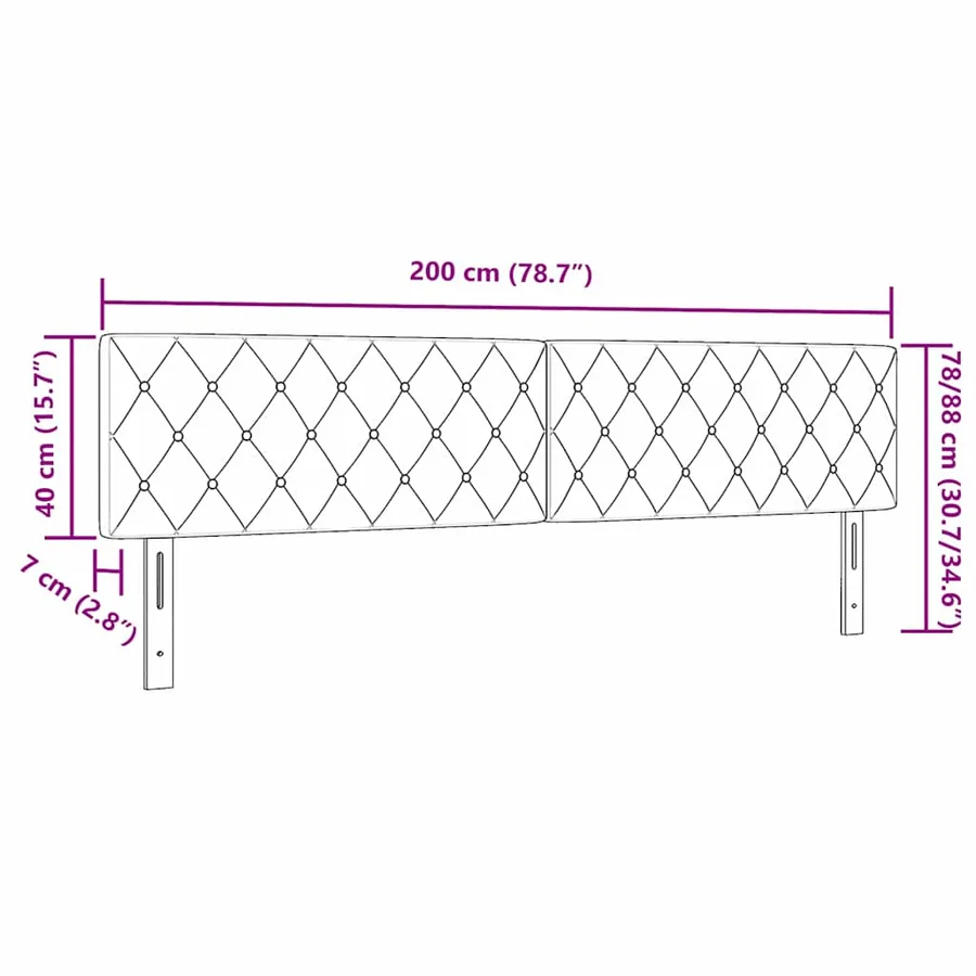 Tête de lit Noir 200 cm Velours - 9