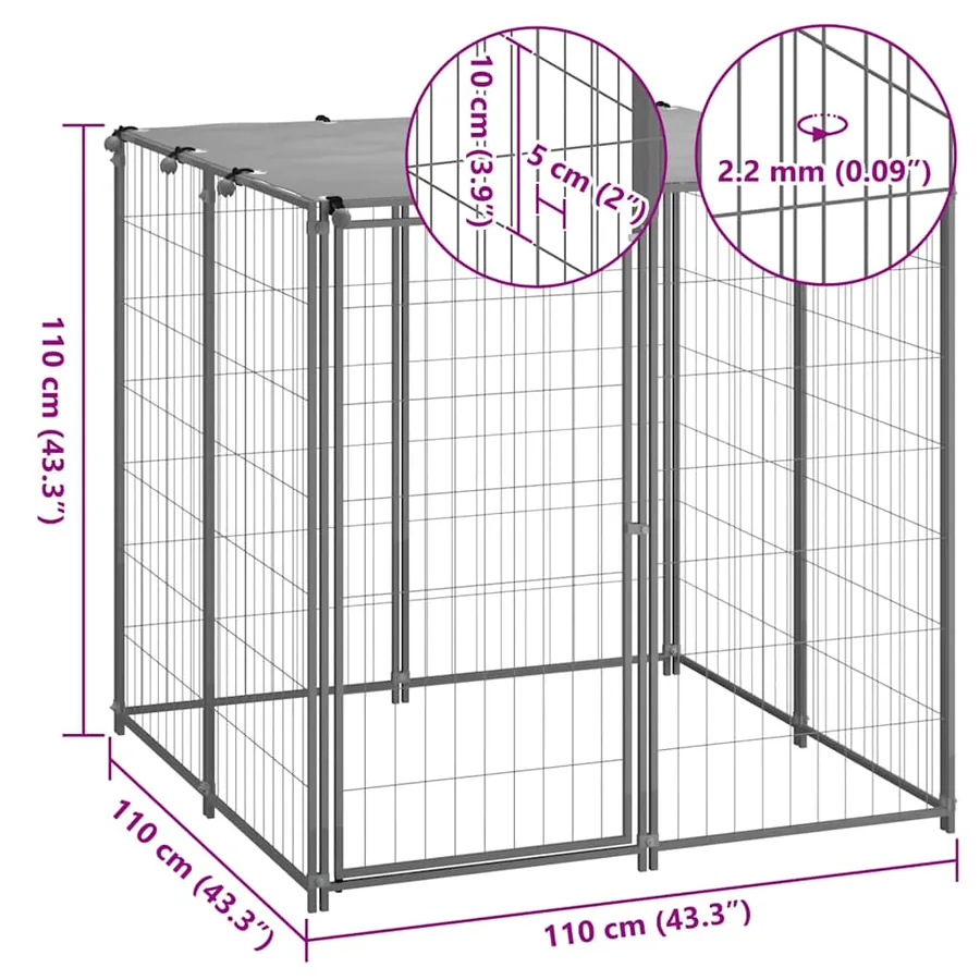 Chenil Argenté 110x110x110 cm Acier - 8