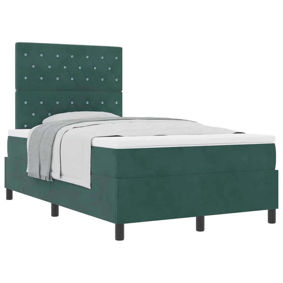 Lit à ressorts avec matelas Vert foncé 120 x 200 cm Velours - 2