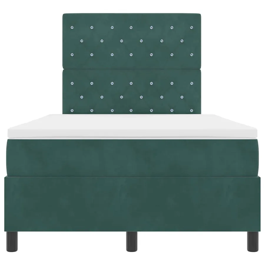 Lit à ressorts avec matelas Vert foncé 120 x 200 cm Velours - 7