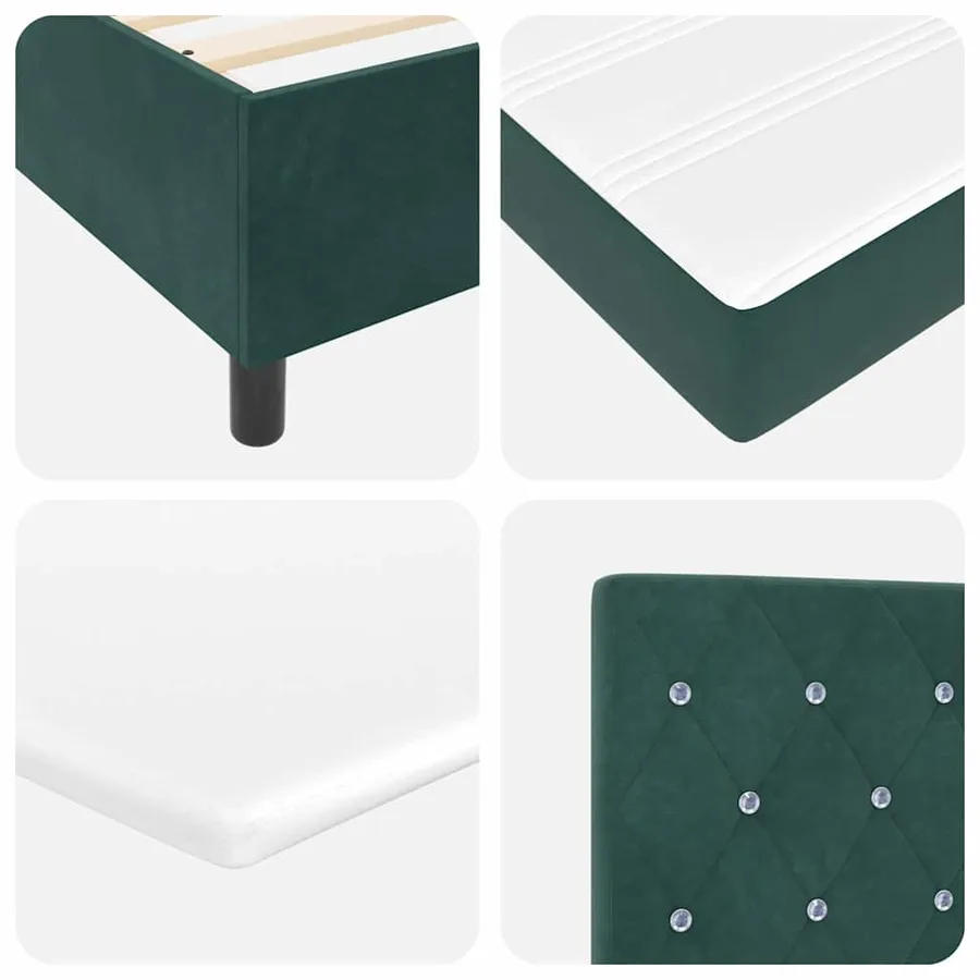 Lit à ressorts avec matelas Vert foncé 100 x 200 cm Velours - 10
