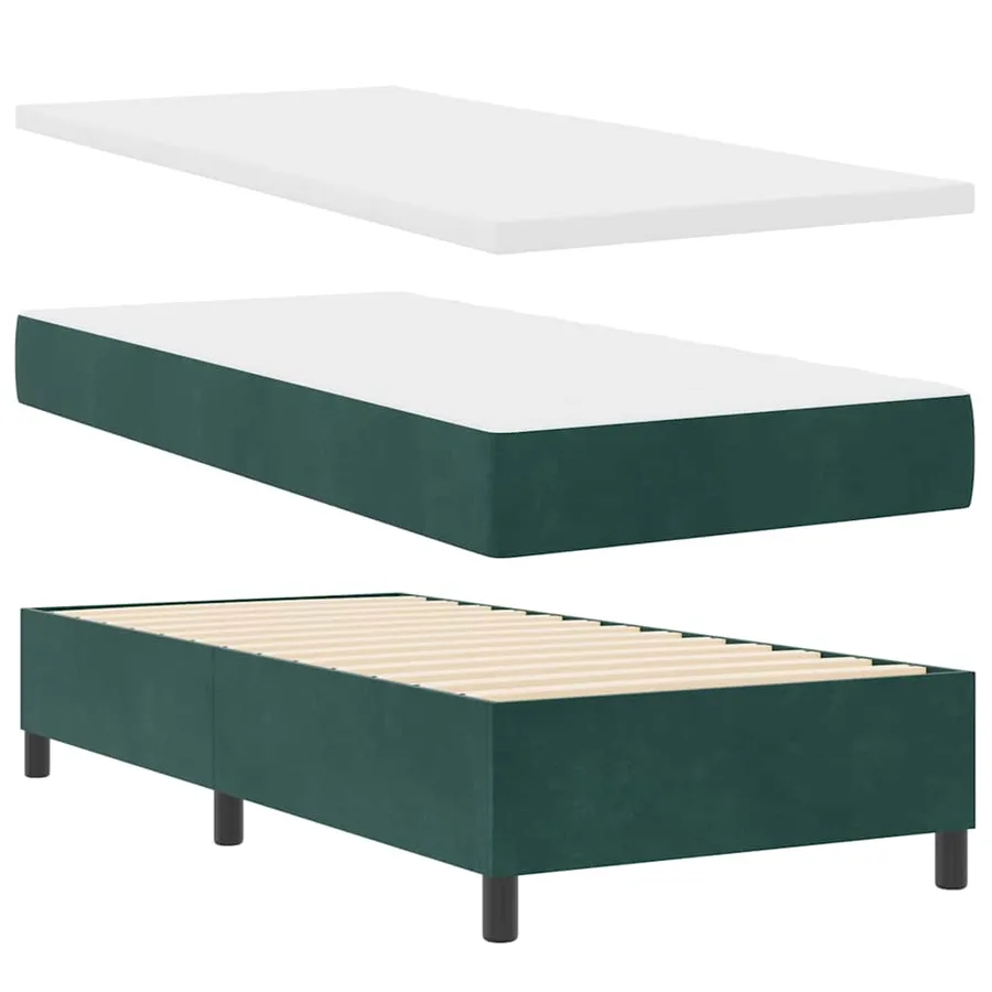 Lit à ressorts avec matelas Vert foncé 100 x 200 cm Velours - 6