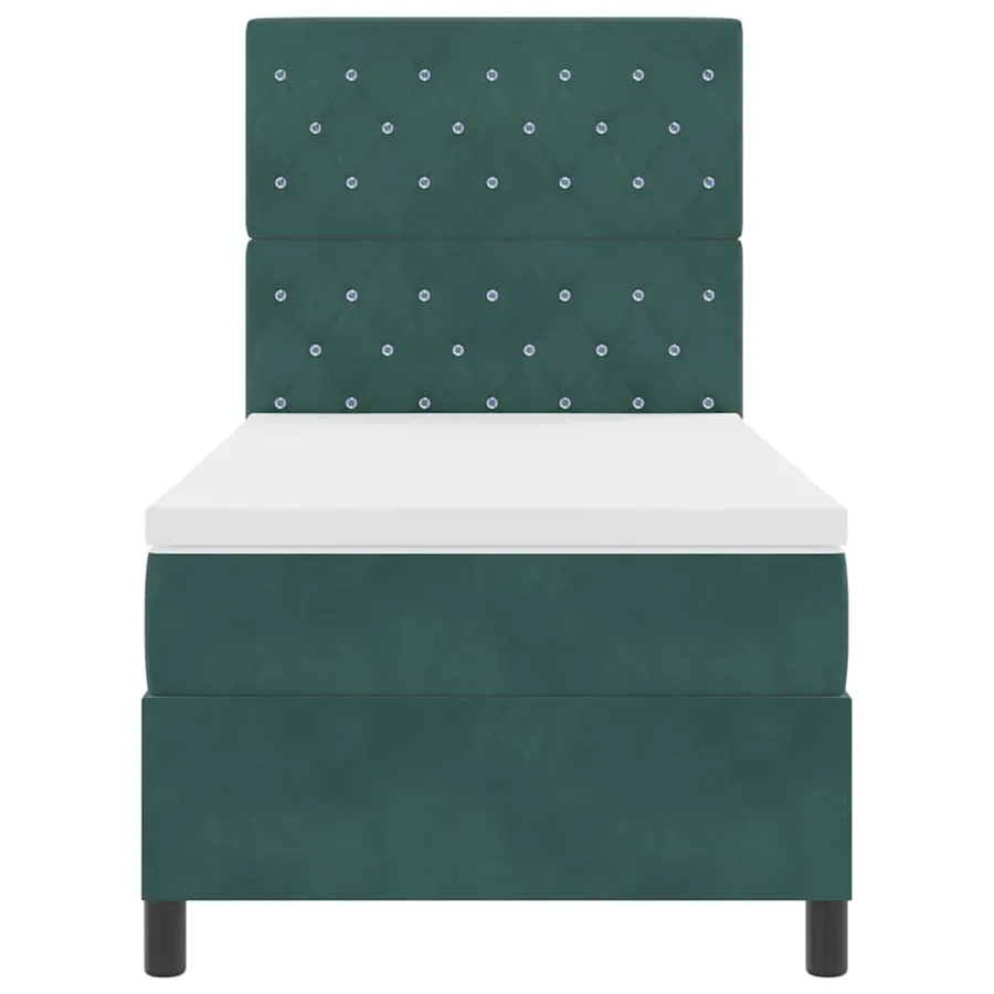 Lit à ressorts avec matelas Vert foncé 100 x 200 cm Velours - 7