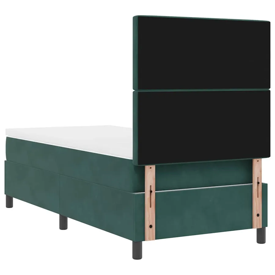 Lit à ressorts avec matelas Vert foncé 100 x 200 cm Velours - 9