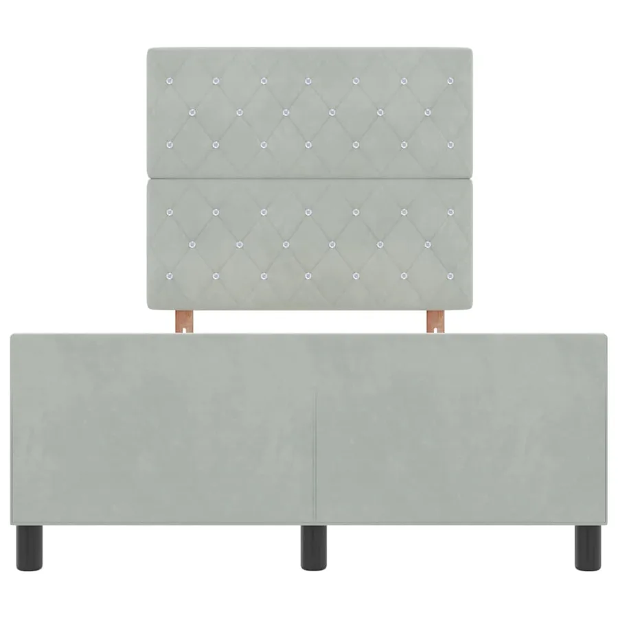 Lit à ressorts avec tête de lit Gris clair 120 x 200 cm Velours - 7
