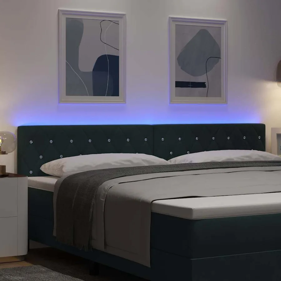 Tête de lit LED avec bandes LED Vert foncé 200 cm Velours - 4