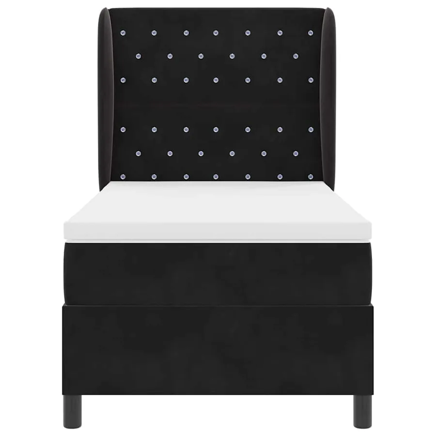Lit à ressorts avec matelas Noir 200 x 100 cm Velours - 7