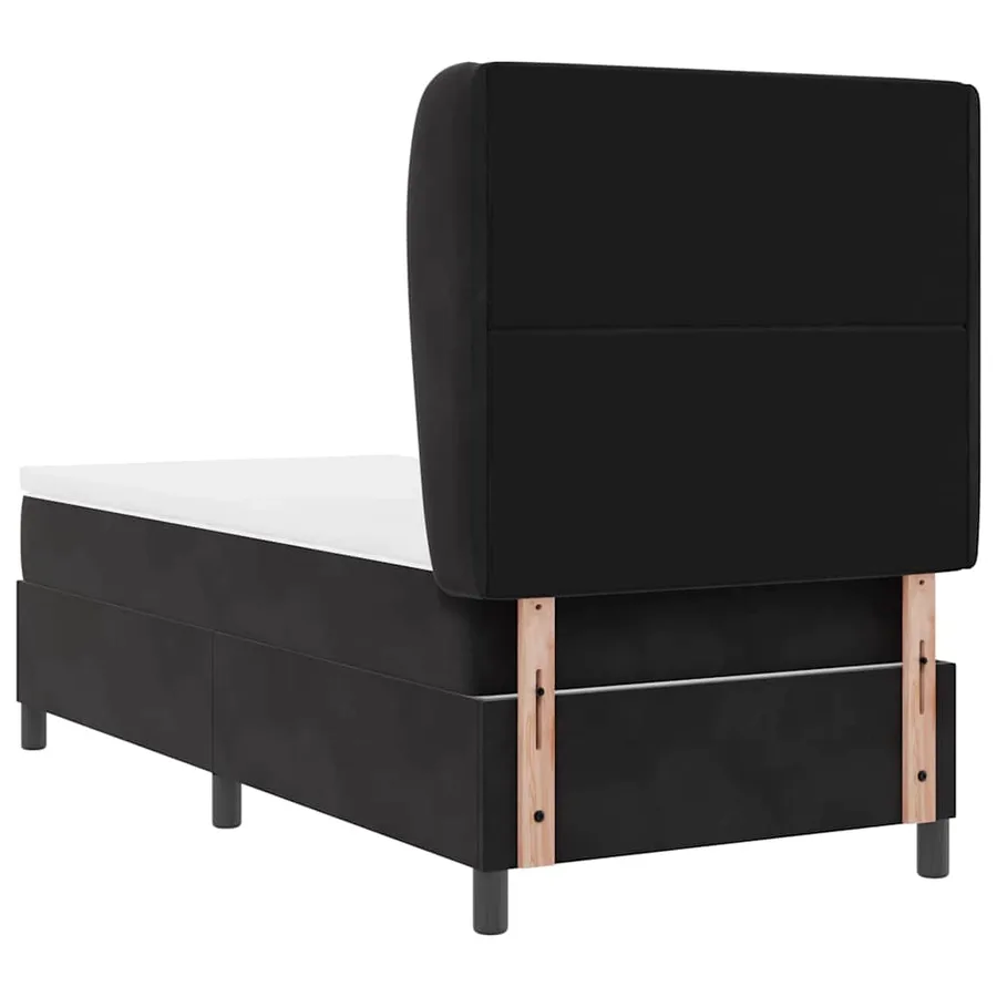 Lit à ressorts avec matelas Noir 200 x 100 cm Velours - 9