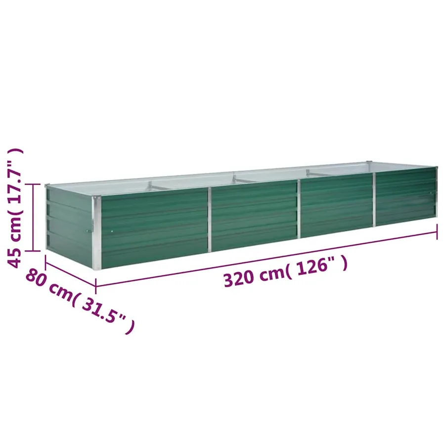 Lit surélevé de jardin Acier galvanisé 320x80x45 cm Vert - 8
