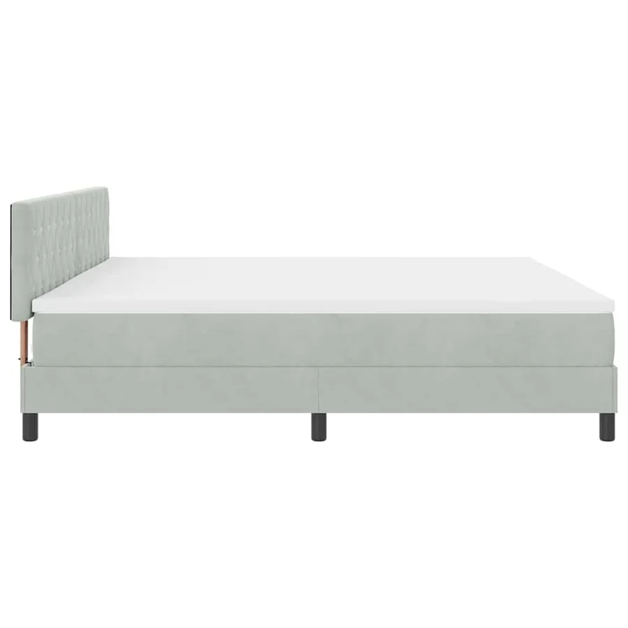 Lit à ressort LED avec matelas Gris clair 200 x 200 cm Velours - 9