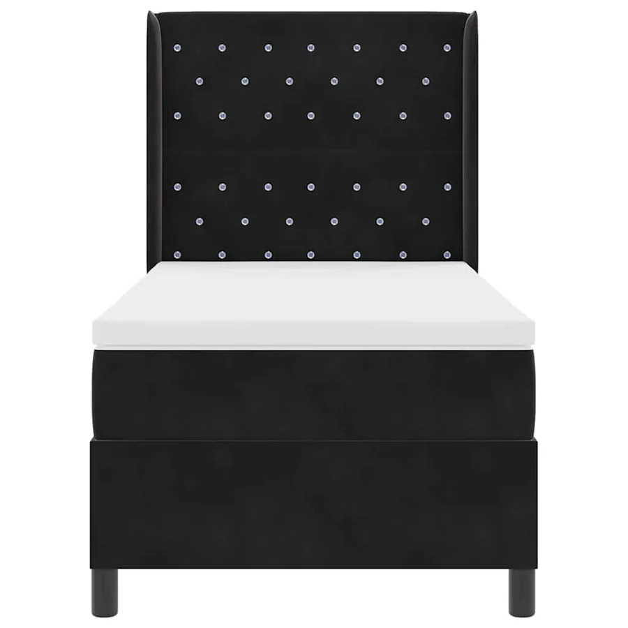 Lit à ressorts avec matelas Noir 100 x 200 cm Velours - 7