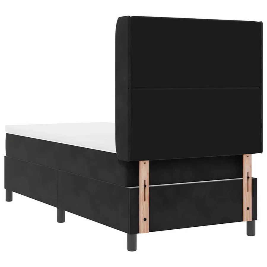 Lit à ressorts avec matelas Noir 100 x 200 cm Velours - 9