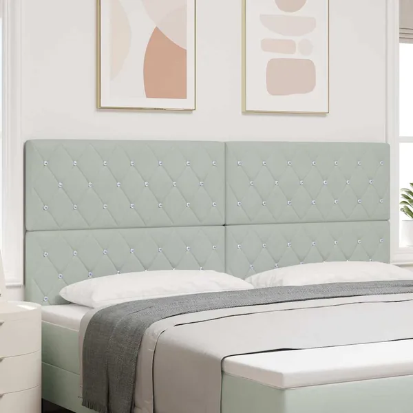 Tête de lit LED avec bandes LED Gris clair 200 cm Velours
