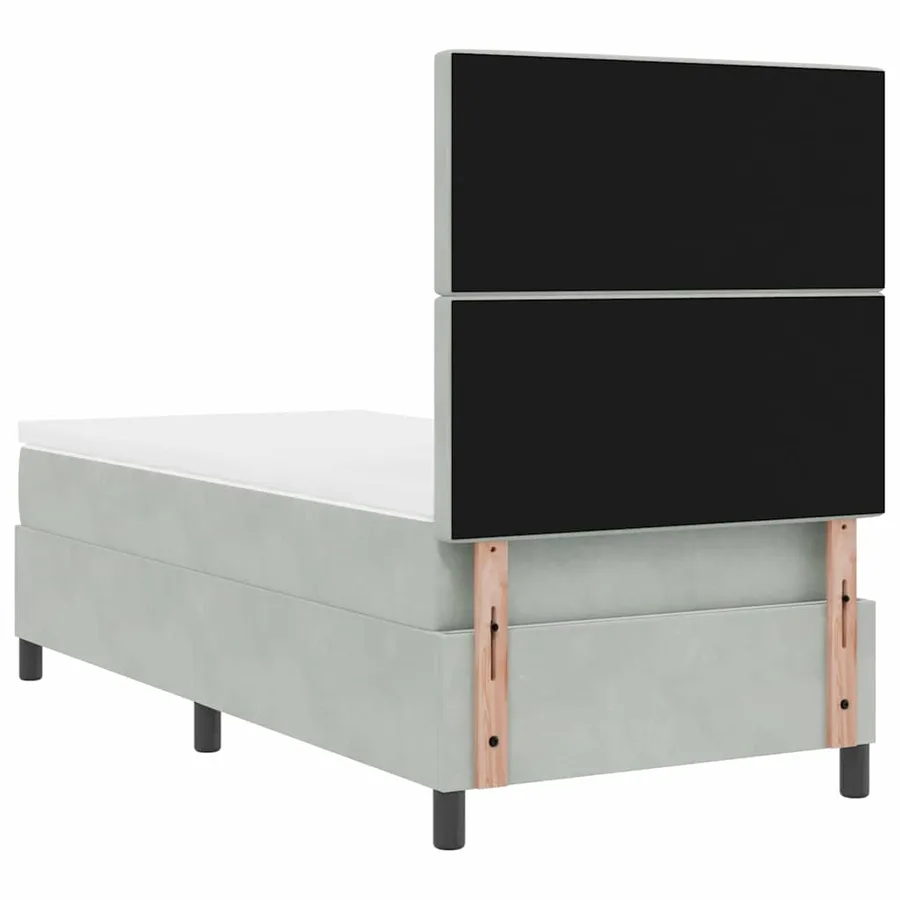 Lit à ressort LED avec matelas Gris clair 100 x 200 cm Velours - 10