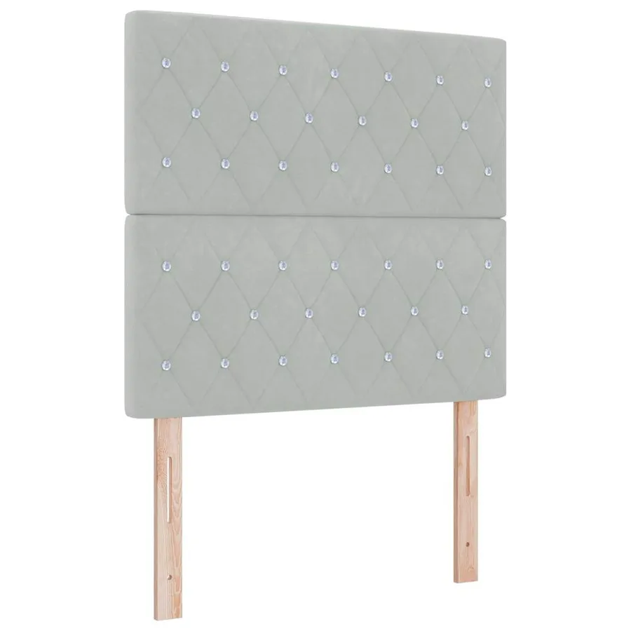 Lit à ressort LED avec matelas Gris clair 100 x 200 cm Velours - 2