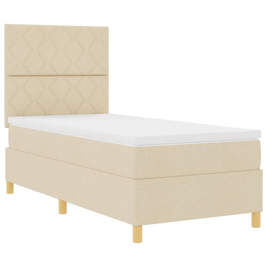 Lit à ressort LED avec tête de lit Crème 100 x 200 cm tissu - 6