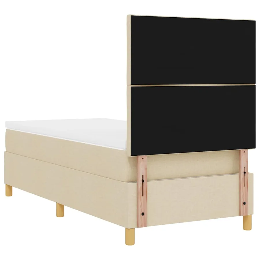 Lit à ressort LED avec tête de lit Crème 100 x 200 cm tissu - 8
