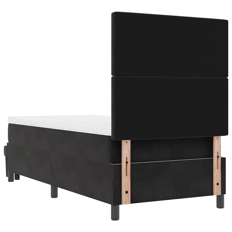 Lit à ressorts avec coussin Noir 200 x 100 cm Velours - 8