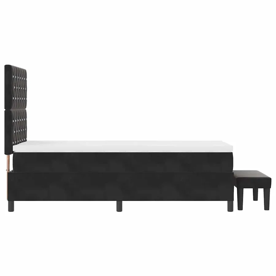 Lit à ressorts avec coussin Noir 200 x 100 cm Velours - 9