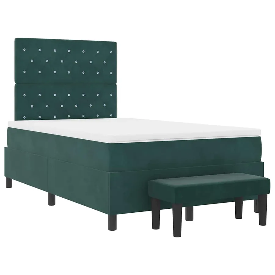 Lit à ressorts avec tête de lit Vert foncé 190 x 120 cm Velours - 7
