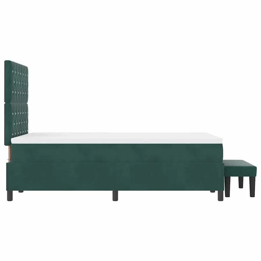 Lit à ressorts avec tête de lit Vert foncé 190 x 120 cm Velours - 9